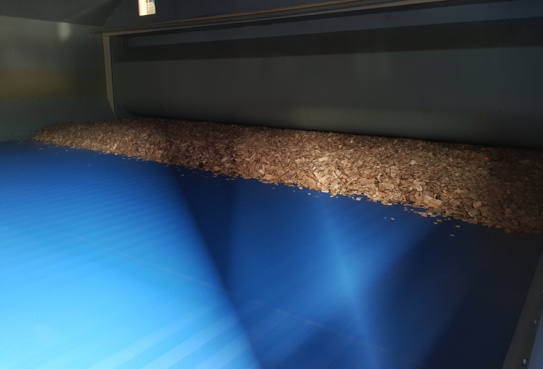 Production of dried wood chips